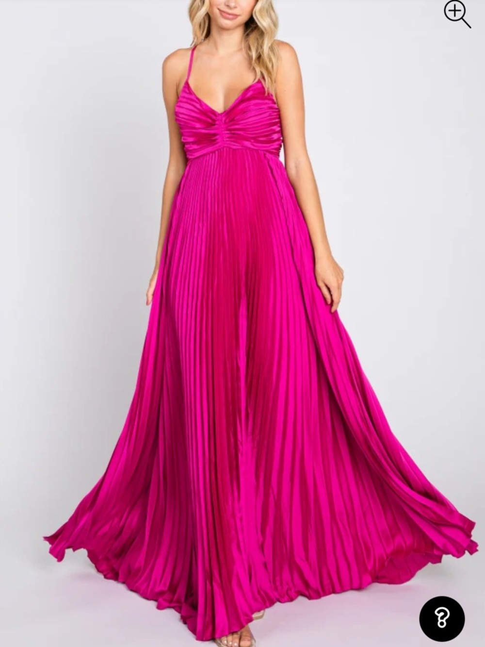 Magenta Satin Pleated Cutout Maternity Gown